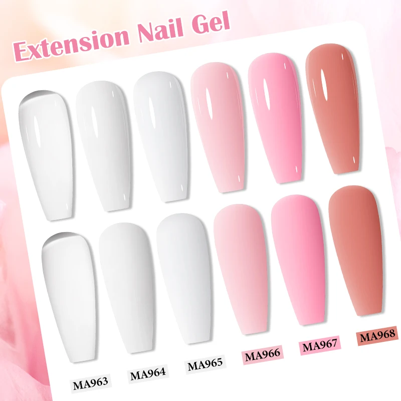 Juego de esmalte de Gel para extensión de uñas, 5 uds., 100ml, color nude, rosa, blanco claro, semipermanente, autonivelante, Kit de herramientas de barniz de Gel UV para construcción