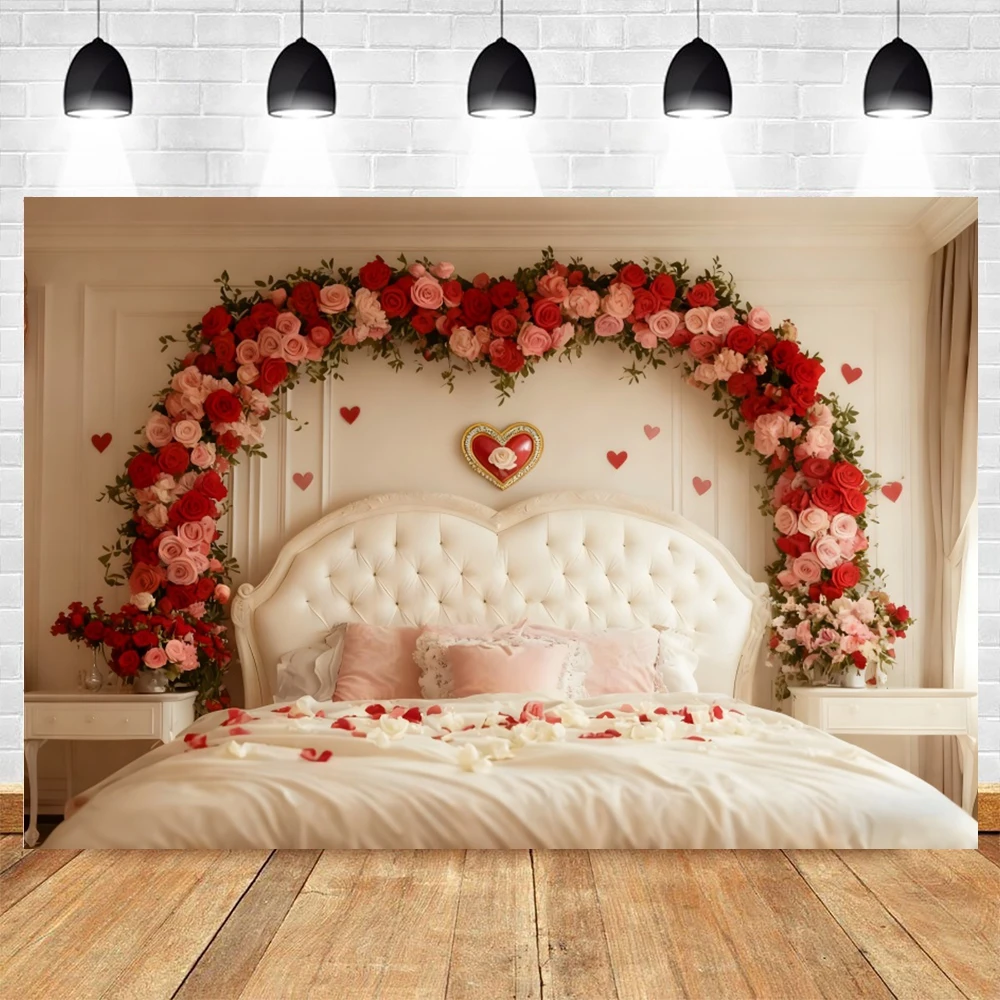 رومانسية عيد الحب خلفيات للتصوير الفوتوغرافي ارتفع القلب الأزهار قوس زوجين الحب الاحتفال صورة يطلق النار خلفيات ديكور #4