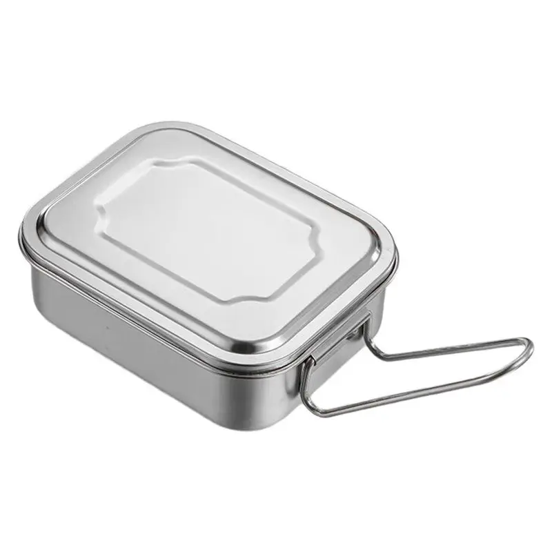 

Lightweight Square Sealed Compartment Food Storage Container For Student Stainless Steel Bento Lunch Box With Handle Large Capac