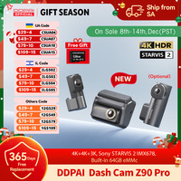 DDPAI 4K Dash Cam Z90 Pro Support Rear or Interior Dashcam 24H Parking Mode GPS ADAS Car DVR Built-in 64GB eMMc