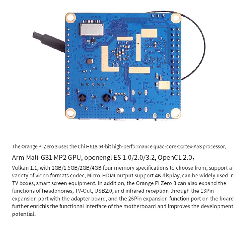 For Orange Pi Zero 3 Development Board RAM H618 Wifi5+BT 5.0 Gigabit LAN For Android 12 Debian12 Ubuntu22.04