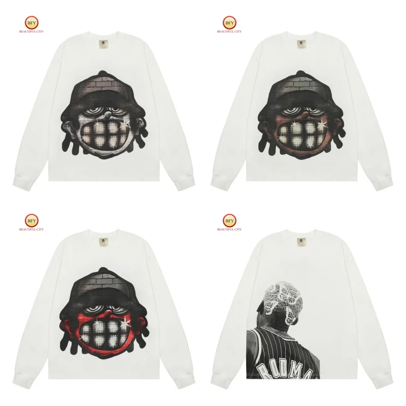 

Latest Autumn Fun Funny Cartoon Pattern Digital Print Long Sleeve T-shirt 24ss High Quality Mens Womens Round Neck Tee