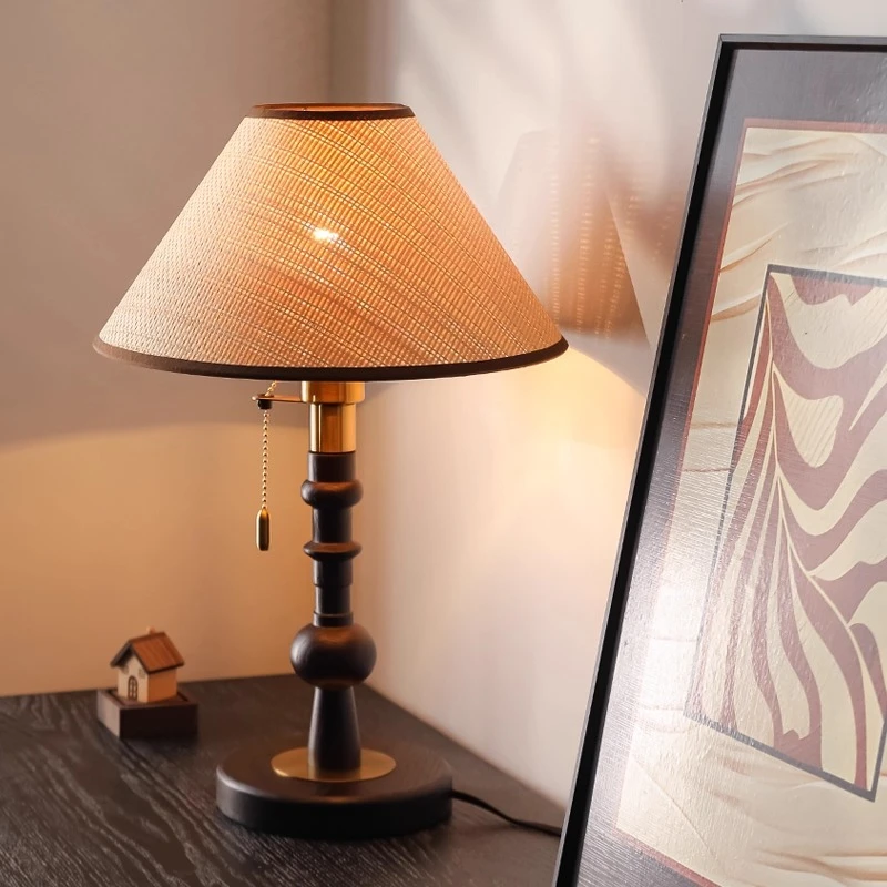 الشمال الكلاسيكية طاولة خشبية مصباح LED حساسة المنسوجة يدويا الفن عاكس الضوء غرفة المعيشة قاعة الطعام دراسة ديكور غرفة نوم مكتب أضواء