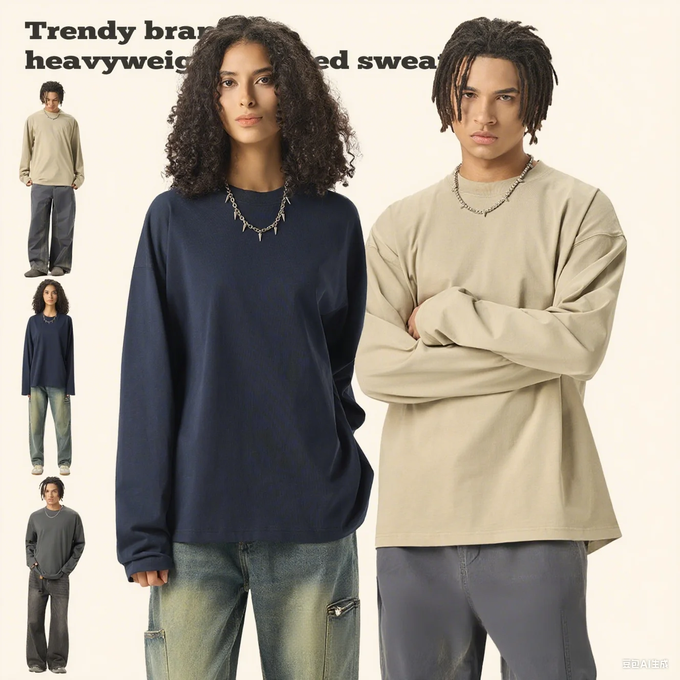 

Men's Clean Fit Long-Sleeved T-Shirt 270G Pure Cotton 32S Double Yarn Heavyweight European And American Style Y6307