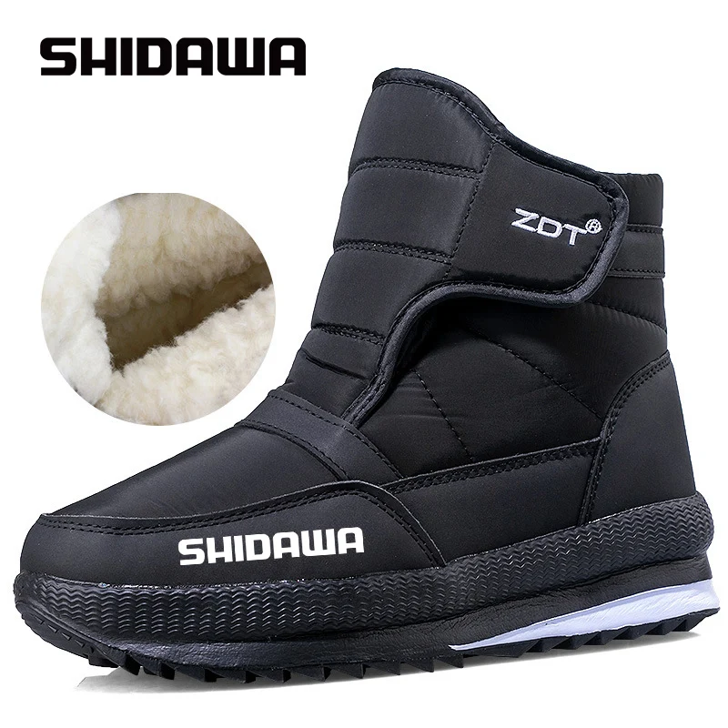 Winter Thicken Men's Snow Boots Plus Velvet Warm, Anti Slip, Waterproof Women Short Barrel Large Size Cotton Shoes Fishing Boots