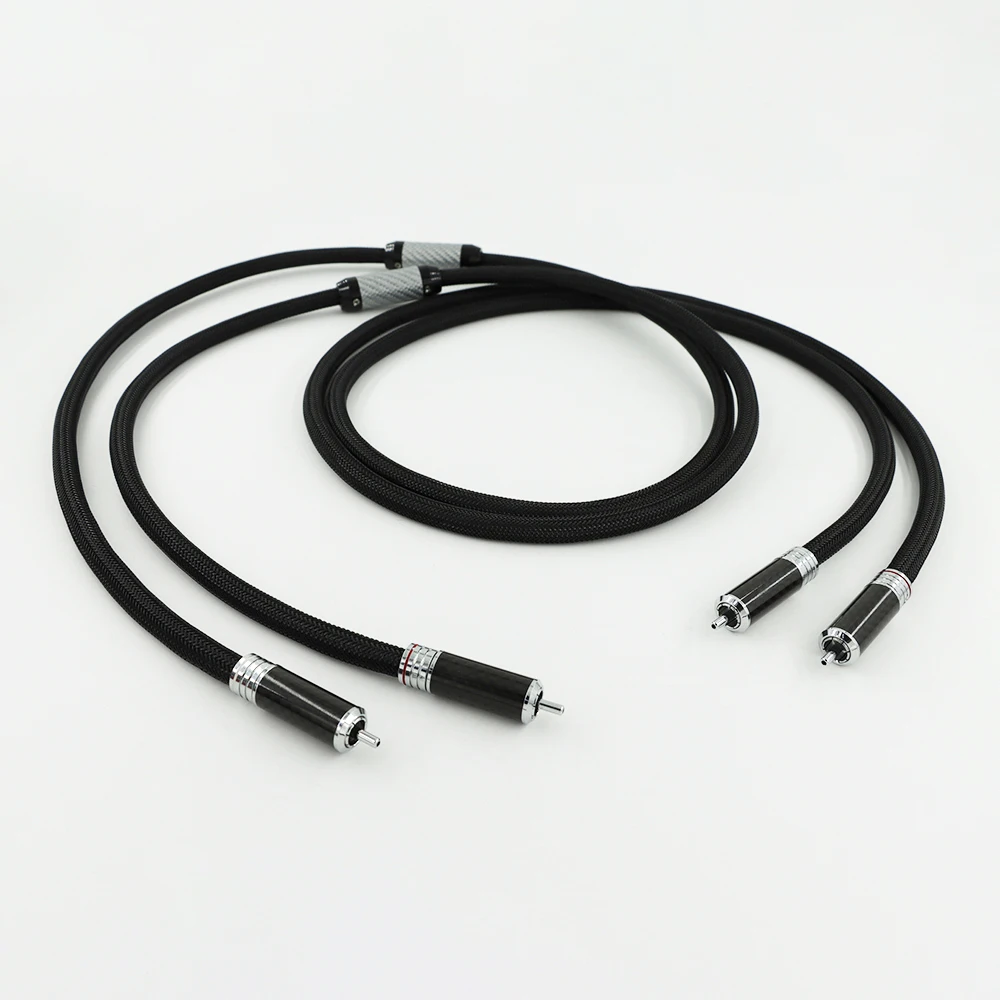 one pair 6N pure silver hifi rca cable amplifier CD decoder signal line non-magnetic hifi rca plug connection line