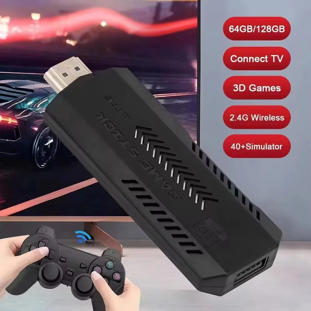 New Classic Video Game Console X2 Plus Gaming Stick 4K HD Wireless Controller 128G 30000 Games 50 Simulator Suitable for PS1/N64 image 3