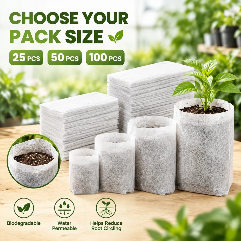 50-200Pcs Flower Pots Nursery Bag, Non-woven Fabric Plant Grow Bags, Seedss To Sow, Home Garden Accessories Tools