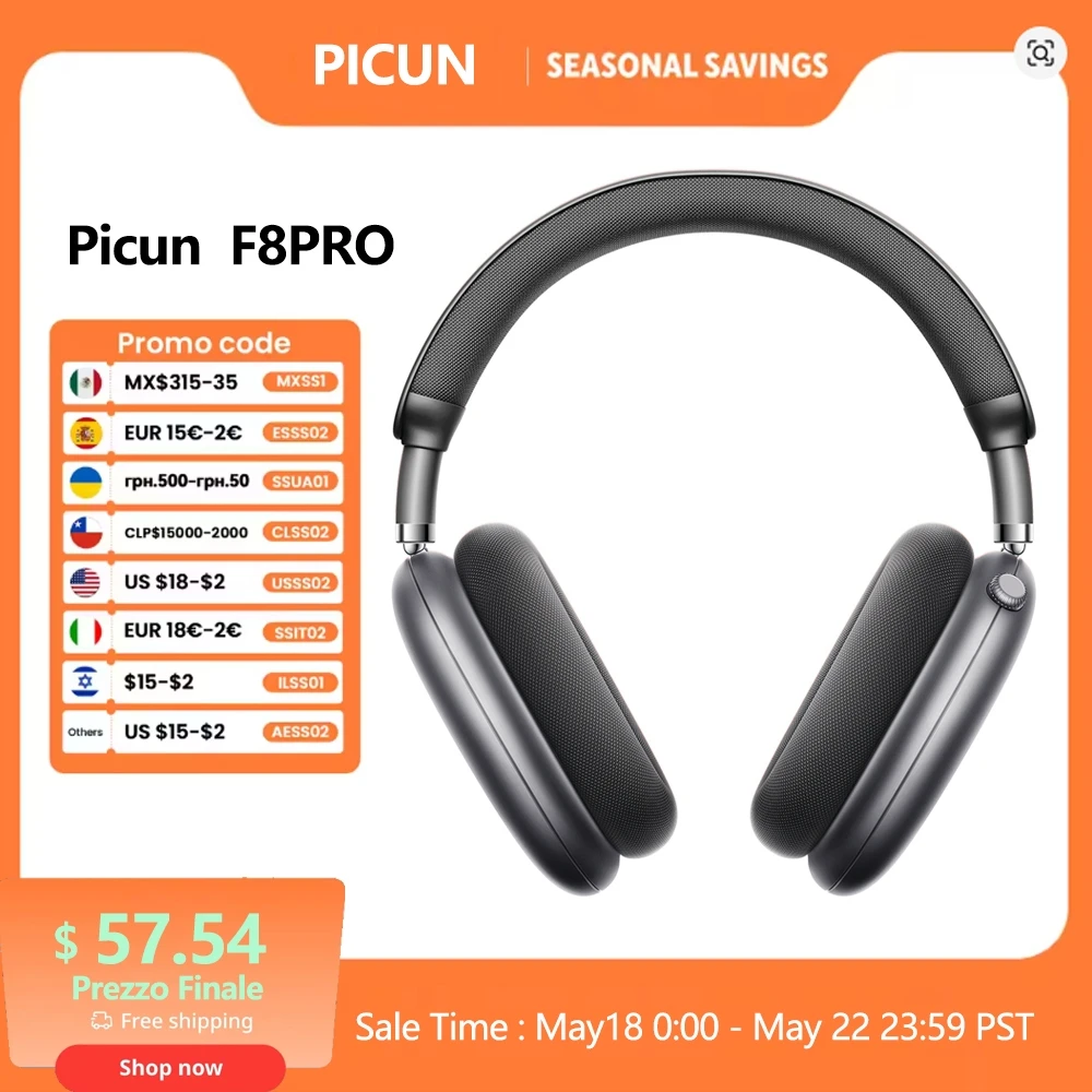 Picun F8 Pro ANC auriculares inalámbricos Audio espacial 3D seguimiento de cabeza-52dB ANC auriculares Bluetooth HIFI ENC HD micrófono aplicación de baja latencia