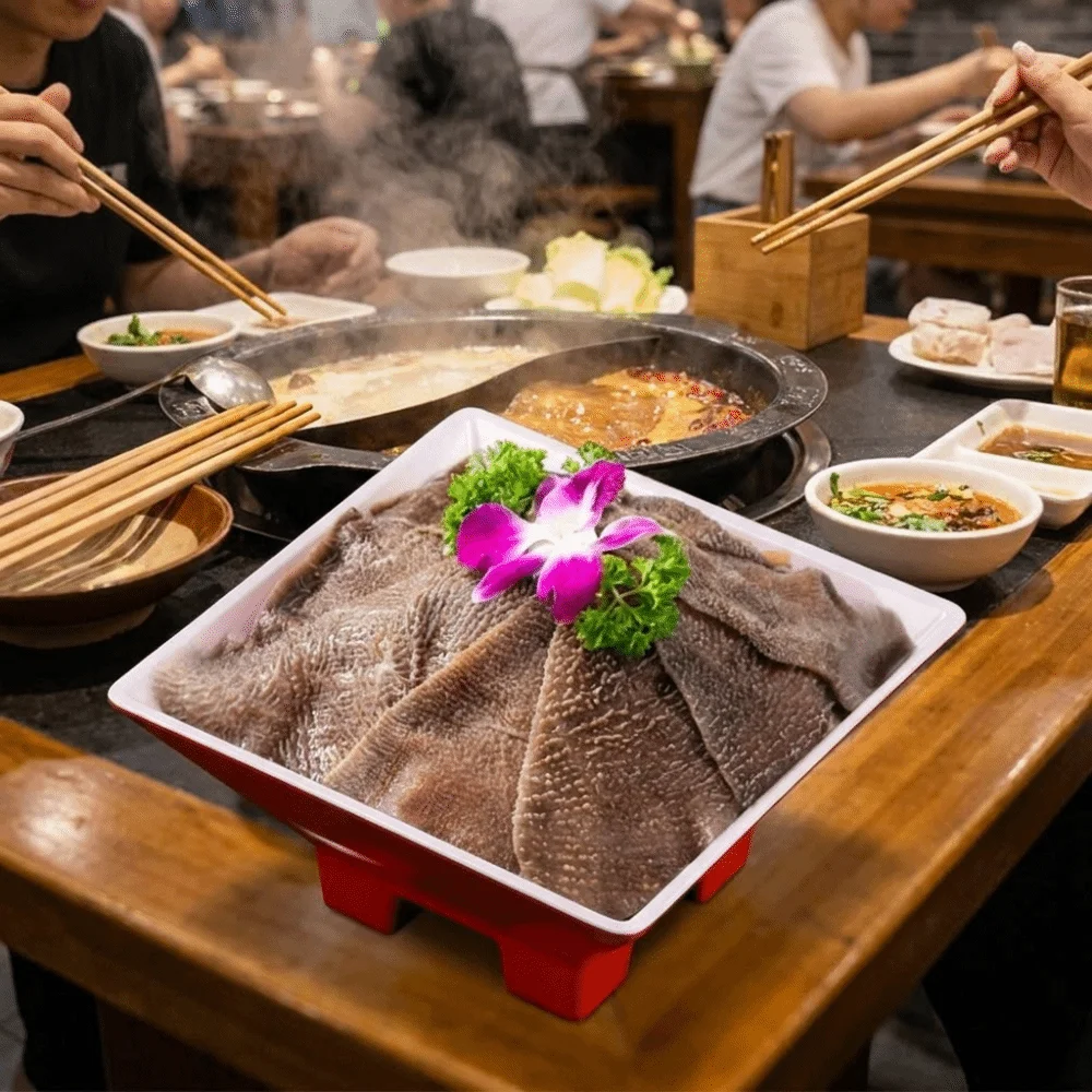 Japanese Style Seafood Platter Drop-Resistant Melamine Salmon Display Plate High Temperature Resistance Fat Cow Plate