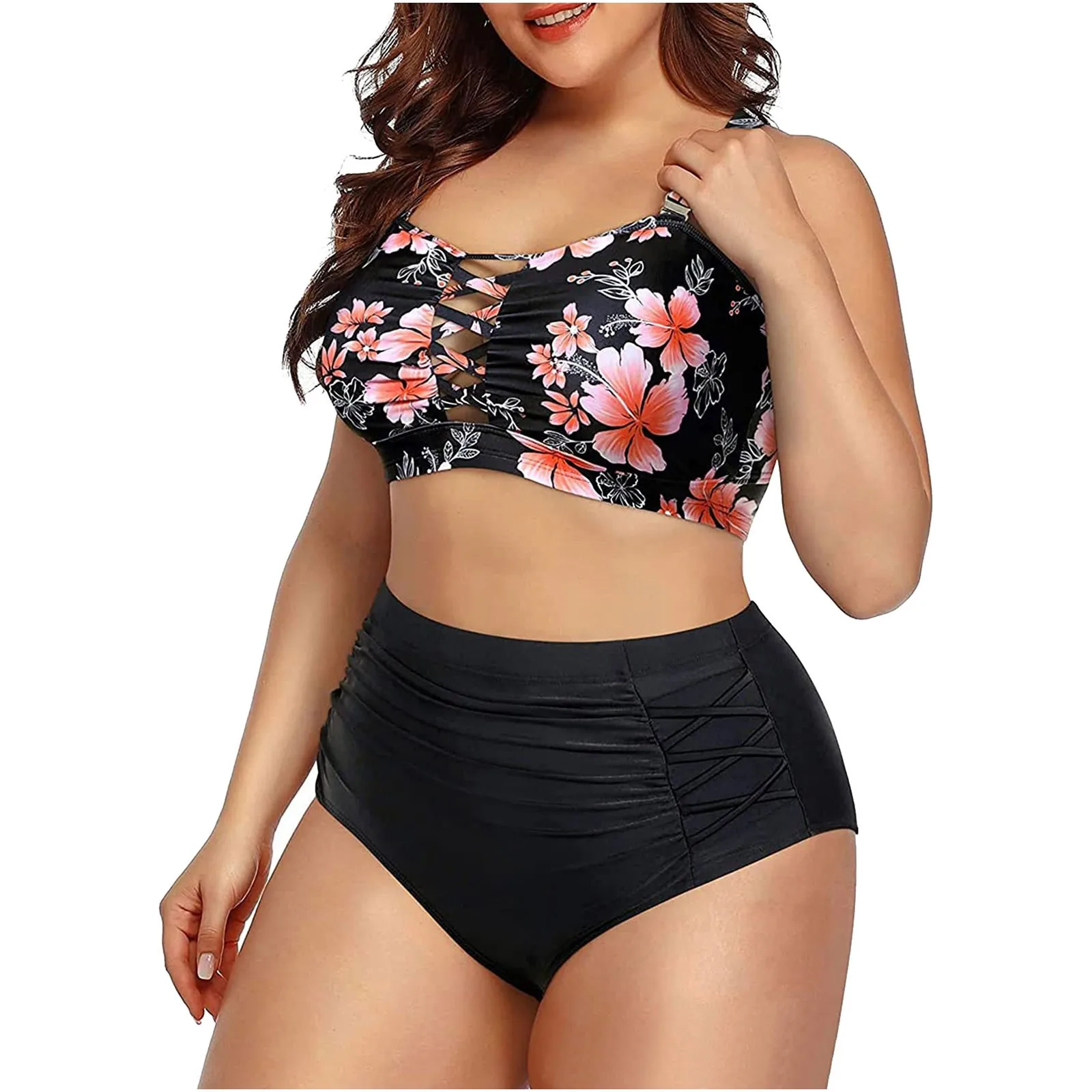 حجم كبير ملابس السباحة النساء ملابس الشاطئ رفع البيكينيات الإناث ملابس السباحة المايوه قطعتين بِدل السباحة للمرأة كبير الثدي