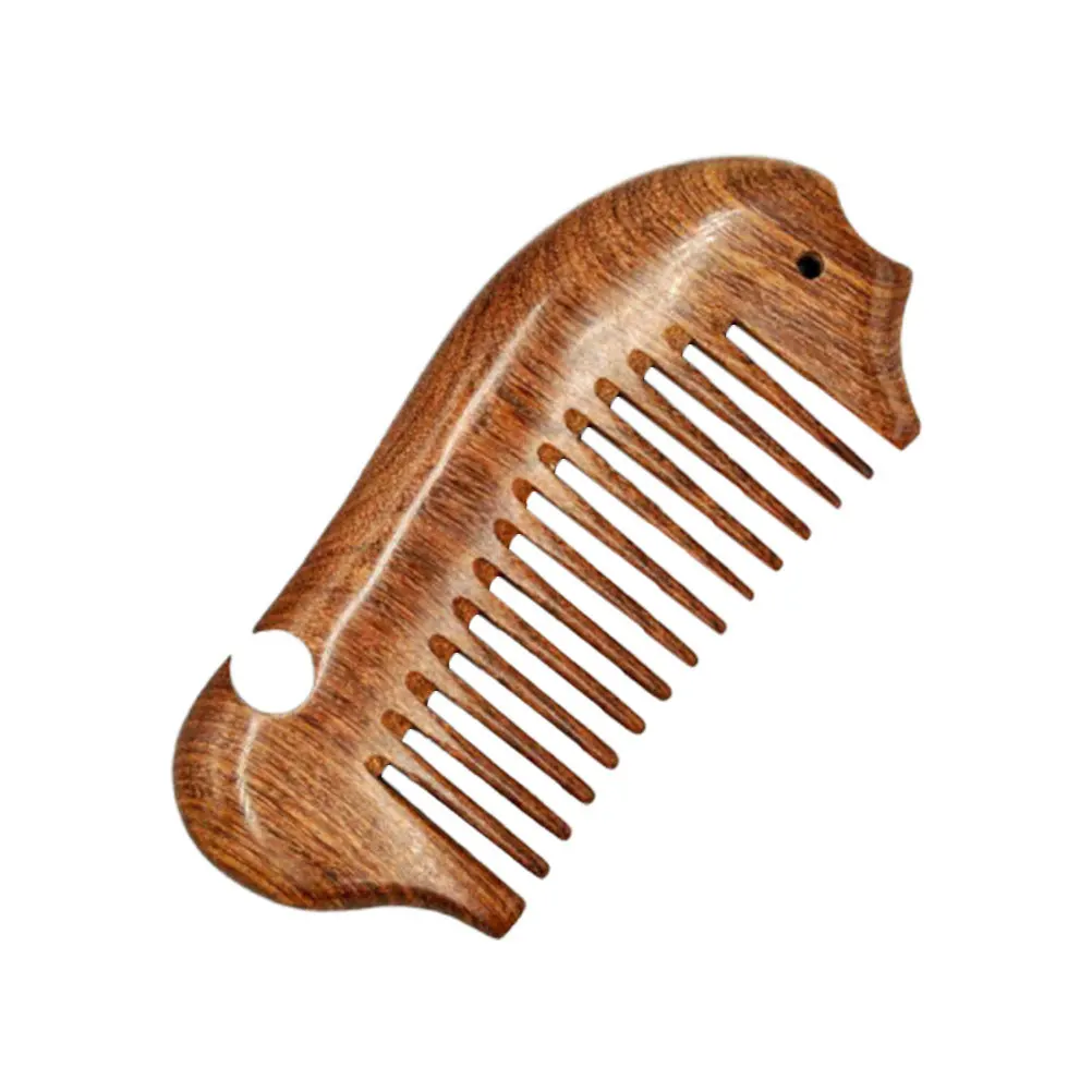 Natural Wooden Comb Small Fish Shape Anti-Static Durable Safe Smooth Surface Lightweight Practical Gift for Women Travel Use