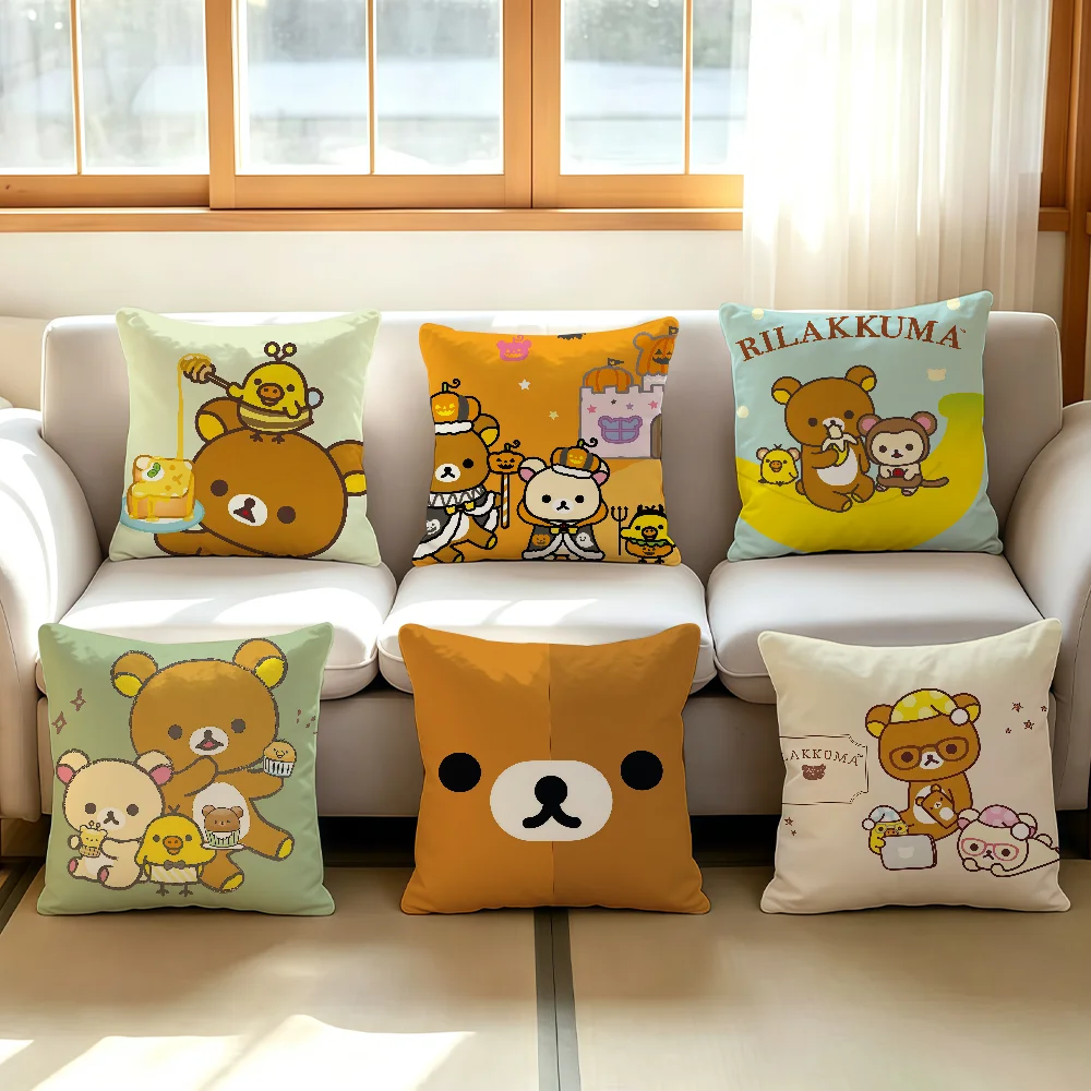 Cartoon R-Rilakkuma cushion cover Anti-dustmite Sofa Cushion Decorative Office Cover Lounge Area Indoor & Outdoor Use
