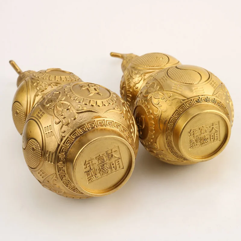 Brass - ornament, machine-pressed copper , polished eight-trigram , open-top gourd craft item