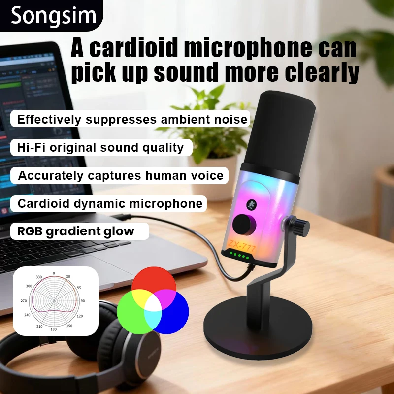 

XLR/USB dynamic RGB microphone for streaming, gaming, recording, and voiceovers, with one-touch mute and a 2-in-1 smart knob