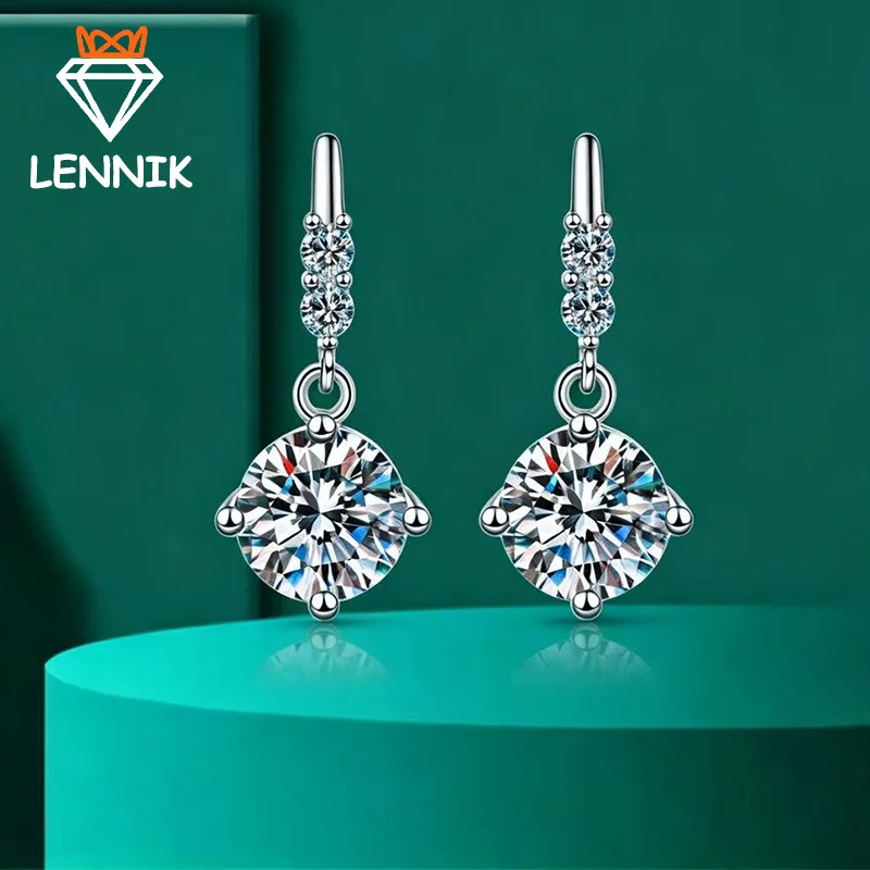 GRA Certified Moissanite Drop Dangle Earrings for Women, S925 Sterling Silver 18K White Gold Plated Romantic Luxury Jewelry