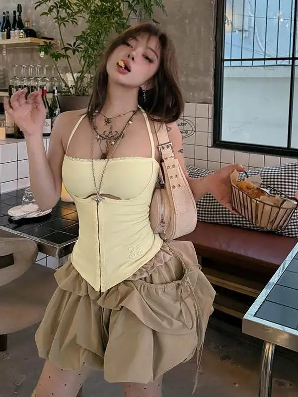 

Khaki Slim Fit Fluffy Skirt Pants Women's Fashion plus Size Short Dress Pure Color Other 100% Material Winter 2016 Collection