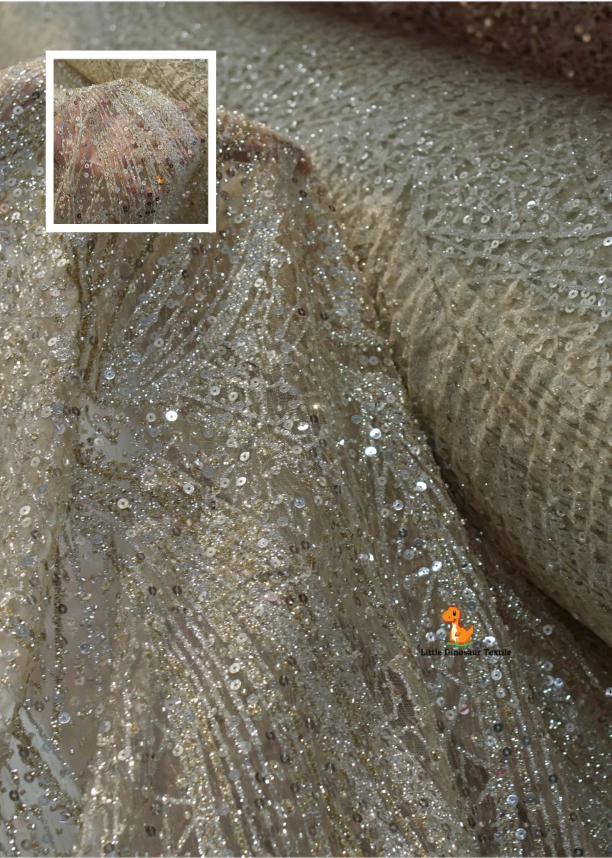 

Elegant Shiny Embroidered Lace Fabric Ideal for Wedding Dress Long Tail Gowns Designer Slip Dresses and Couture Sewing Creations