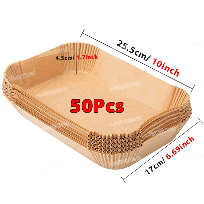 50/100 Stuks Air Friteuse Wegwerp Papier Non-stick Airfryer Bakpapier Ronde Air-Fryer Papieren Liners Papier keuken Accessoires