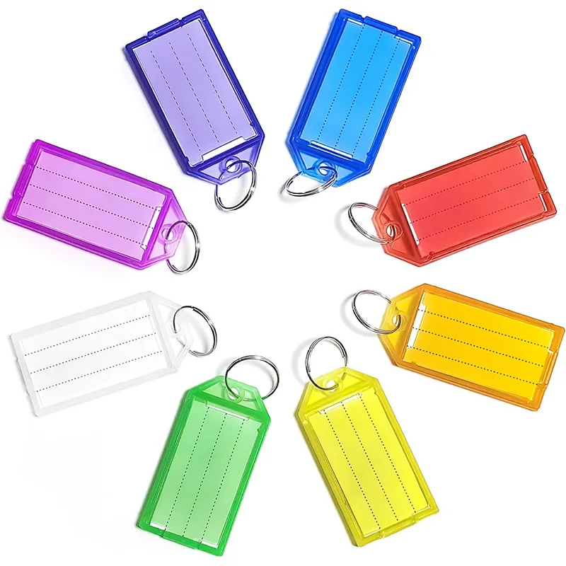   10 ~ 50 قطعة سلسلة المفاتيح العلامات الرئيسية التسمية مع حلقة سبليت DIY بها بنفسك مرقمة اسم الأمتعة علامة معرف تسمية اسم العلامات البلاستيك الملون Tmz #6