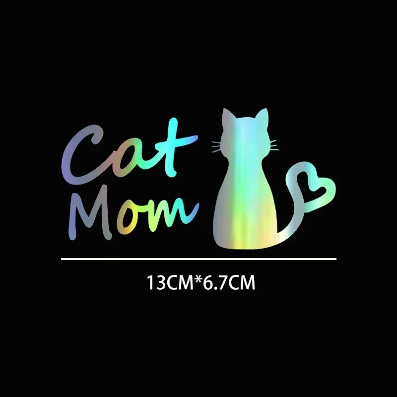 13CMX6.7CM Exquisite Cat Mom Car Sticker FunnyVinyl Deca Decor Black Silver for Cute Stickers