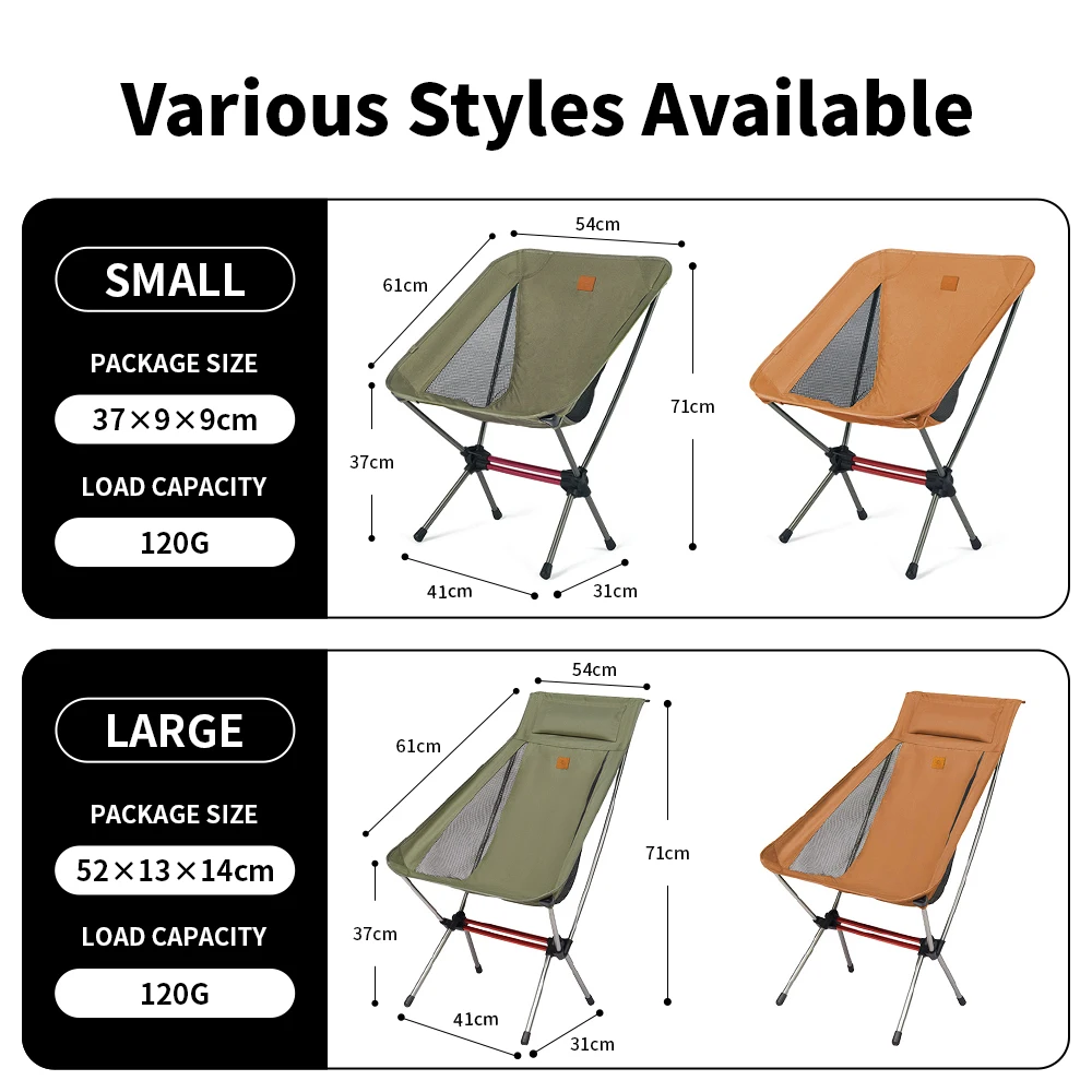 Naturehike Portable Camping Chair Travel Ultralight Folding Camp Moon Chair Picnic Seat Collapsible Fishing Chair