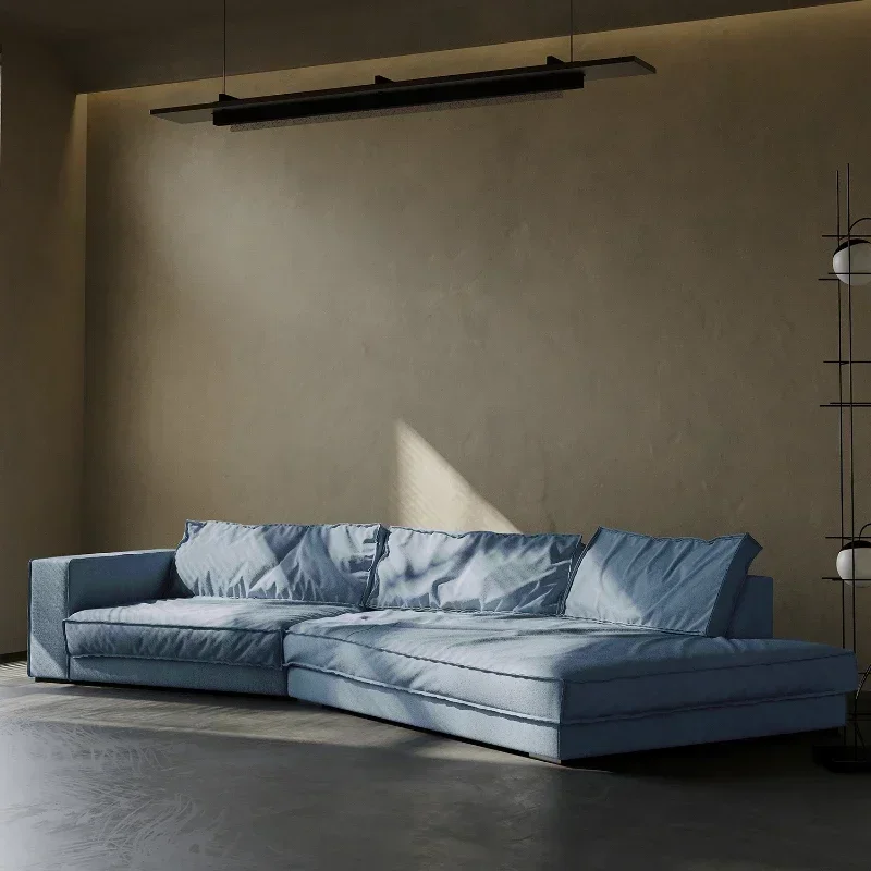 Large Corner Sofa down Living Room Modern Minimalist Frosted Fabric