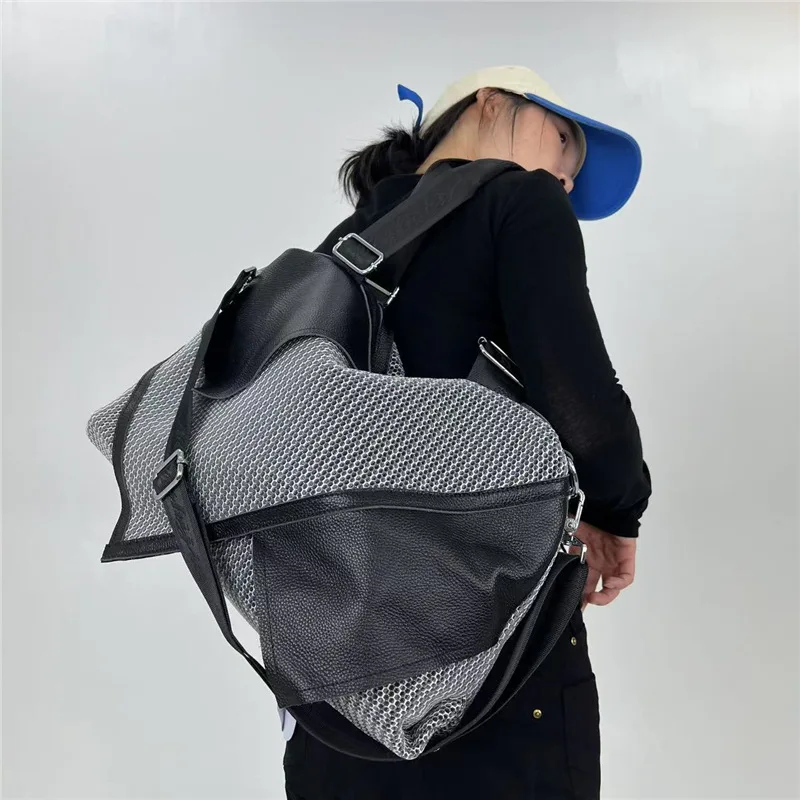 

New Large Capacity Fashion Minimalist Large Shoulder Bag Designer Handbag Woman High Quality Mesh Leather Casual Tote Bag
