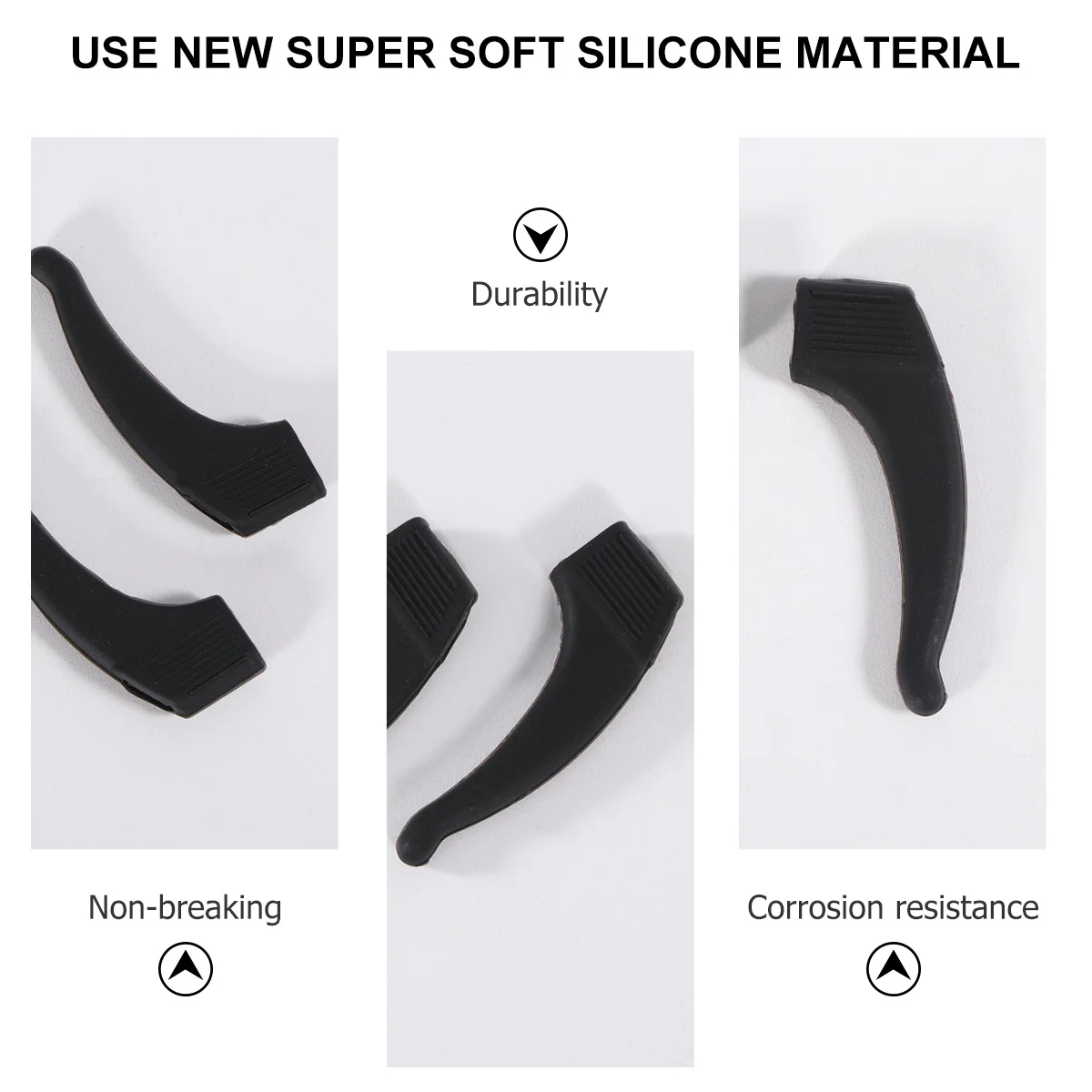 

10Pairs Glasses Leg Sets Anti-Slip Ear Hook Kit Flexible Lightweight Tensile No Deformation for Strenuous Exercise Hunting