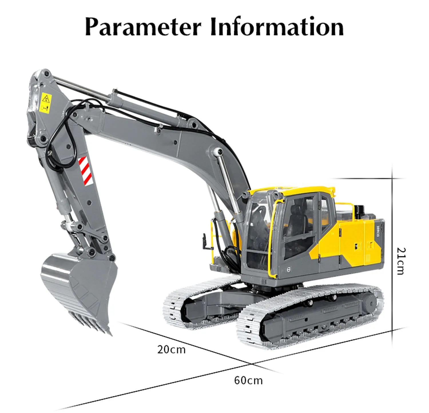 EC160E 1/14 RC Toy Electric Excavator Double E Remote Control Digger RTR Full Alloy Metal Engineering Vehicle Lights TH23137