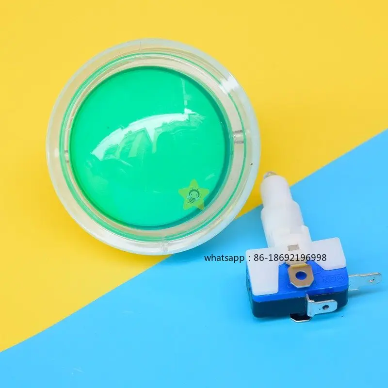 Game Machine Button 60mm Transparent Edge Circular Self-reset with Light Micro Switch Video Game Doll Machine Grab Button