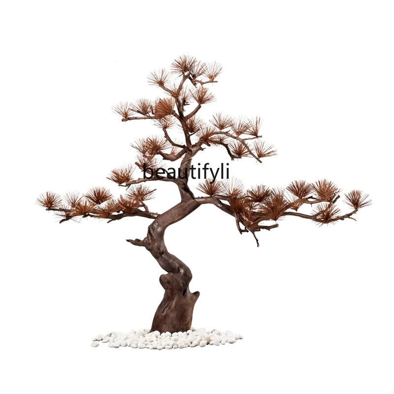 

New Chinese-style simulated pine tree ornament window entrance hotel lobby sales office clubhouse landscaping floor decoration