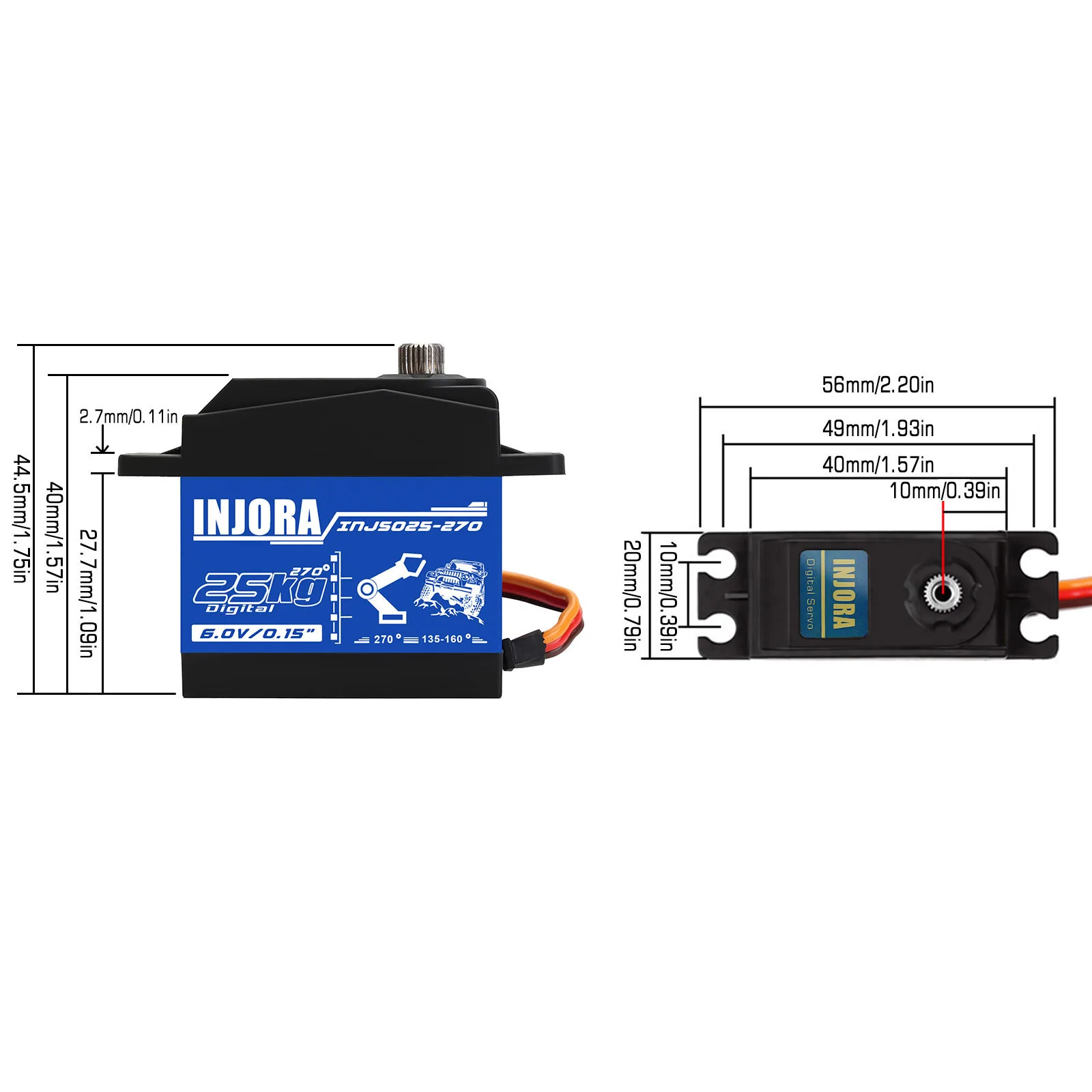 Servomotore digitale a coppia elevata da 25KG/35KG impermeabile per modello di Robot TRX4 SCX10 per auto cingolata RC 1/10 (270 gradi)