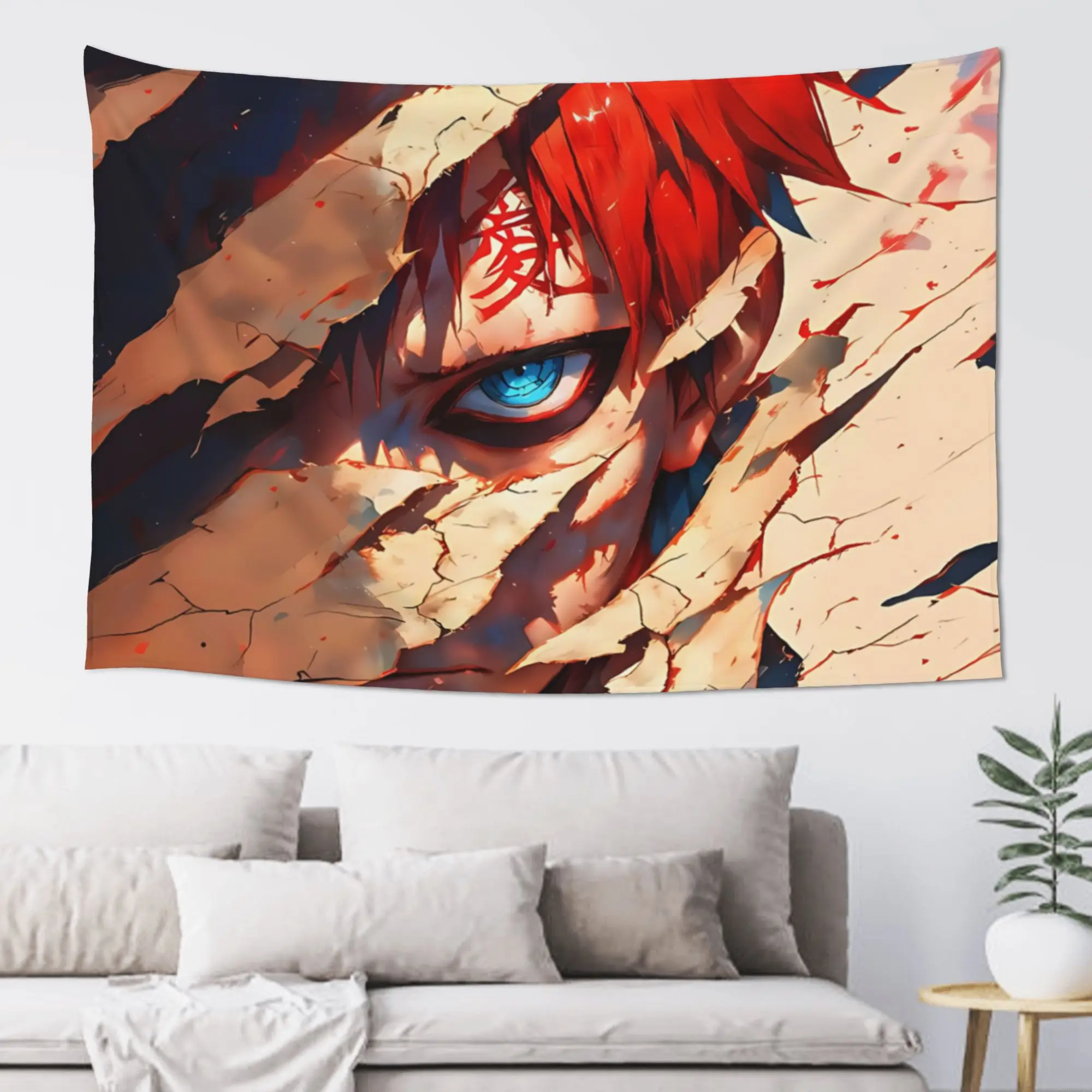 Customized Naruto Shippuden Gaara Cutecore Tapestry  Wall Hanging Blanket Tapestry Home Decor Items Wall Decorations