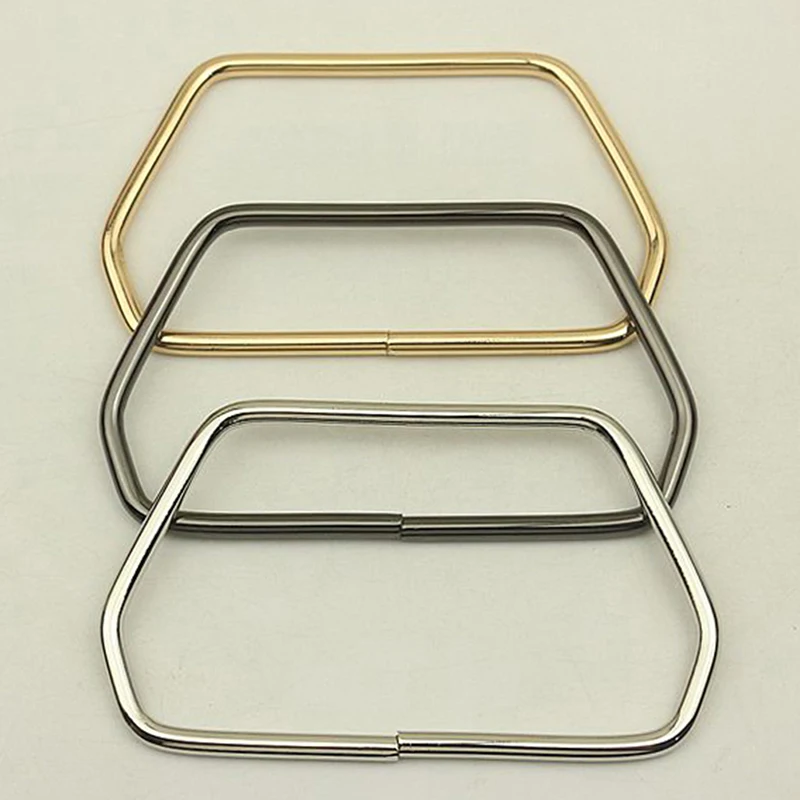 Strong Hexagonal Trapezoid Metal Handle For Handbags Luggage Hardware DIY Bag Accessory Gift Box Strap Gold Silver Purse Frame