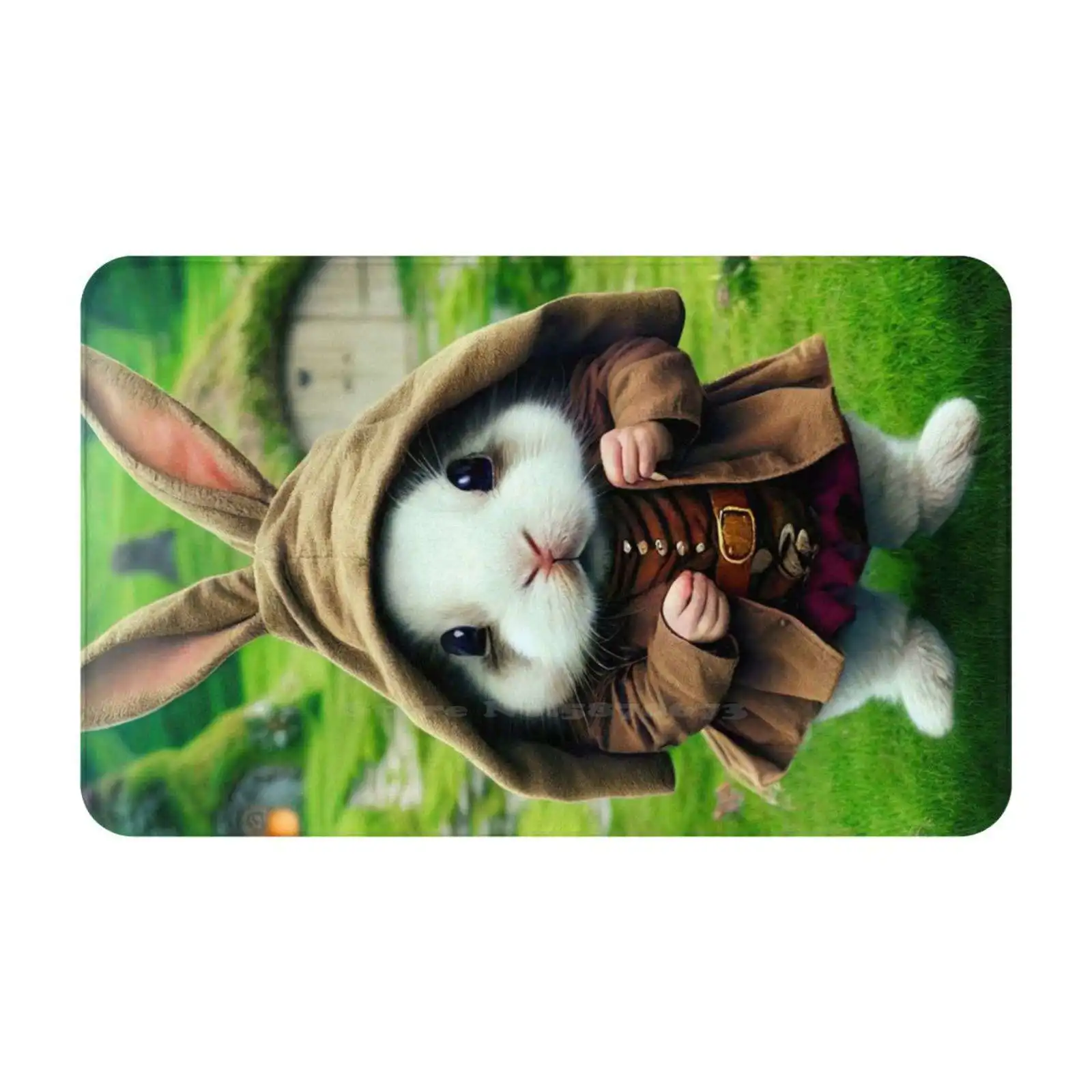 Barnaby Burrows Soft Cushion Car Home Carpet Door Mat Bunny Rabbit Cute Fantasy Portrait Anthropomorphic Animal