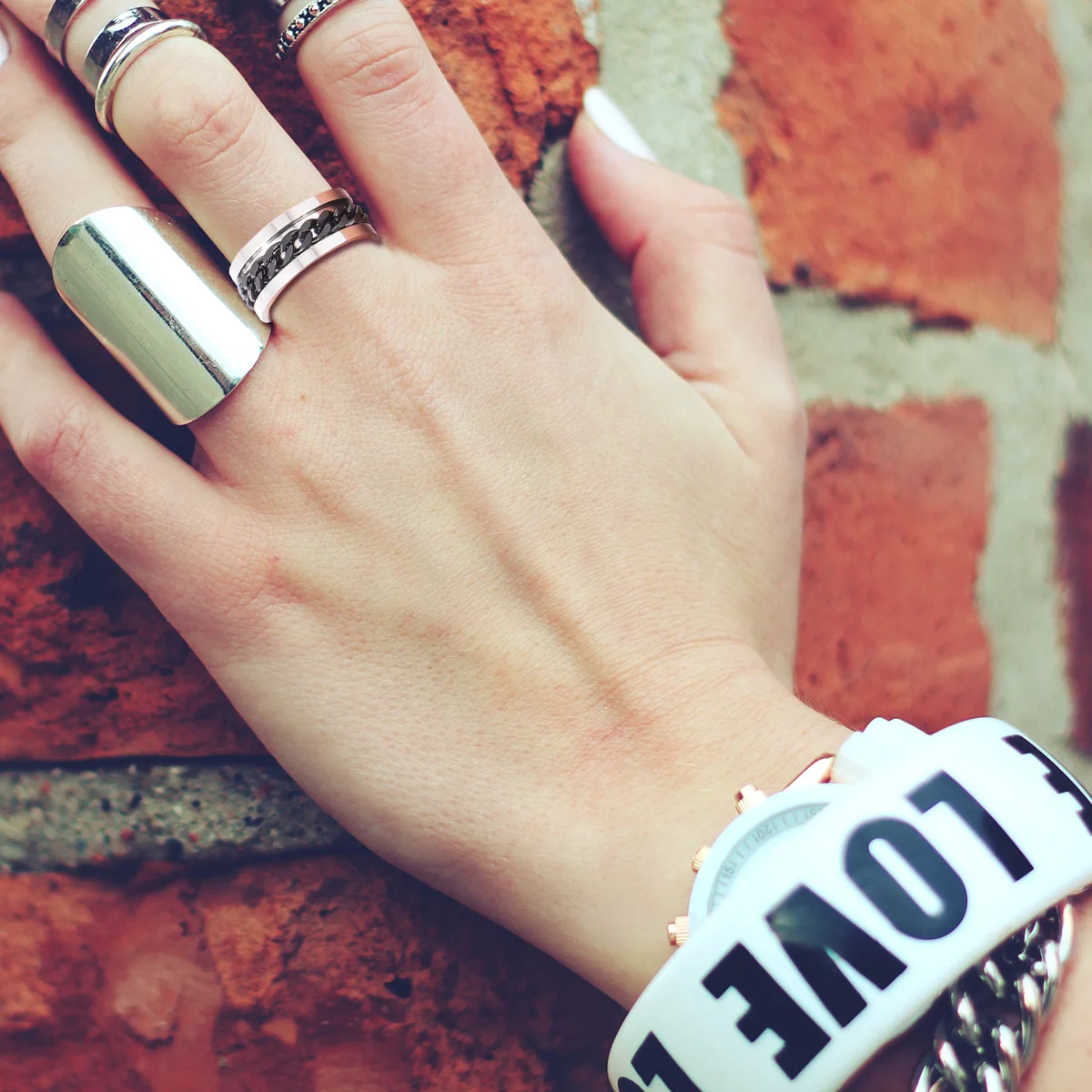 

10Pcs Titanium Steel Men Ring Chain Pattern Stylish Comfortable Wear Decorative Jewelry for Banquet Wedding Birthday