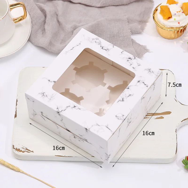 1PC Cupcake Boxes 4/6 Holes Cake Box with Clear Window Cake Holder for Holidays Weddings Baby Shower Birthdays Party Supplies