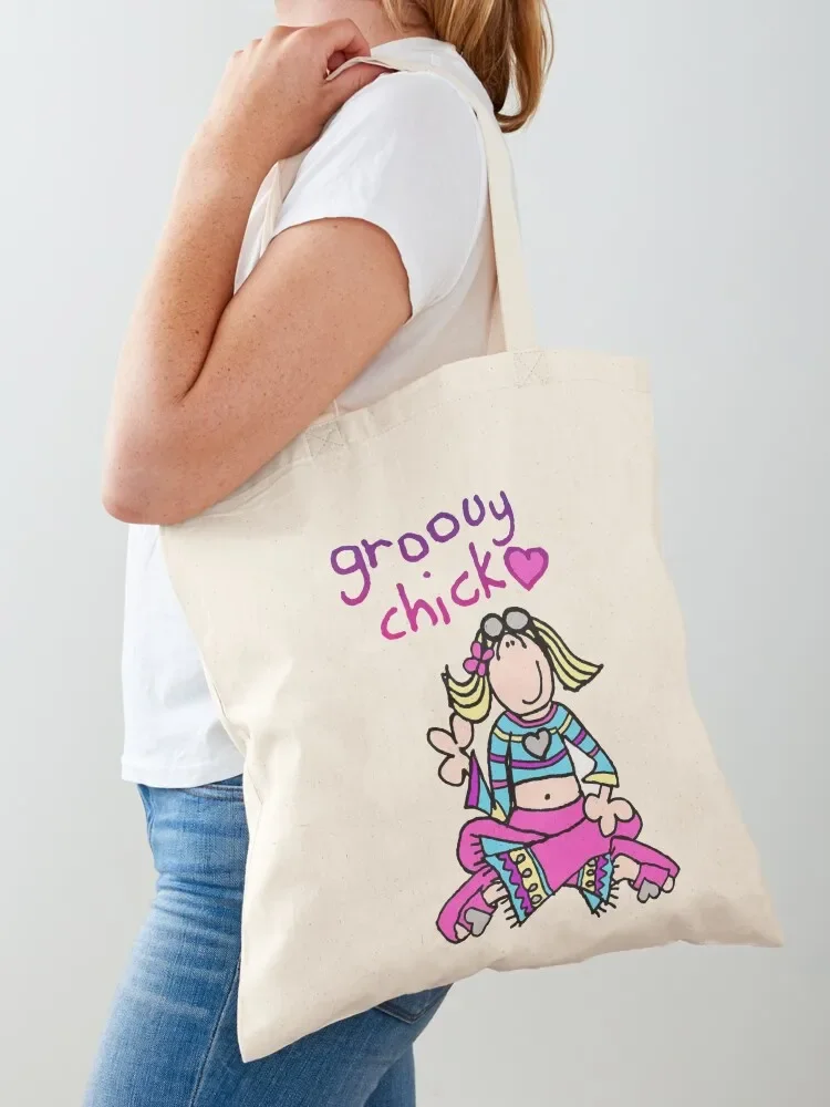 Groovy Chick Girls 2000s Y2K vintage Tote Bag Portable shopping bag university shopper bag Canvas Tote