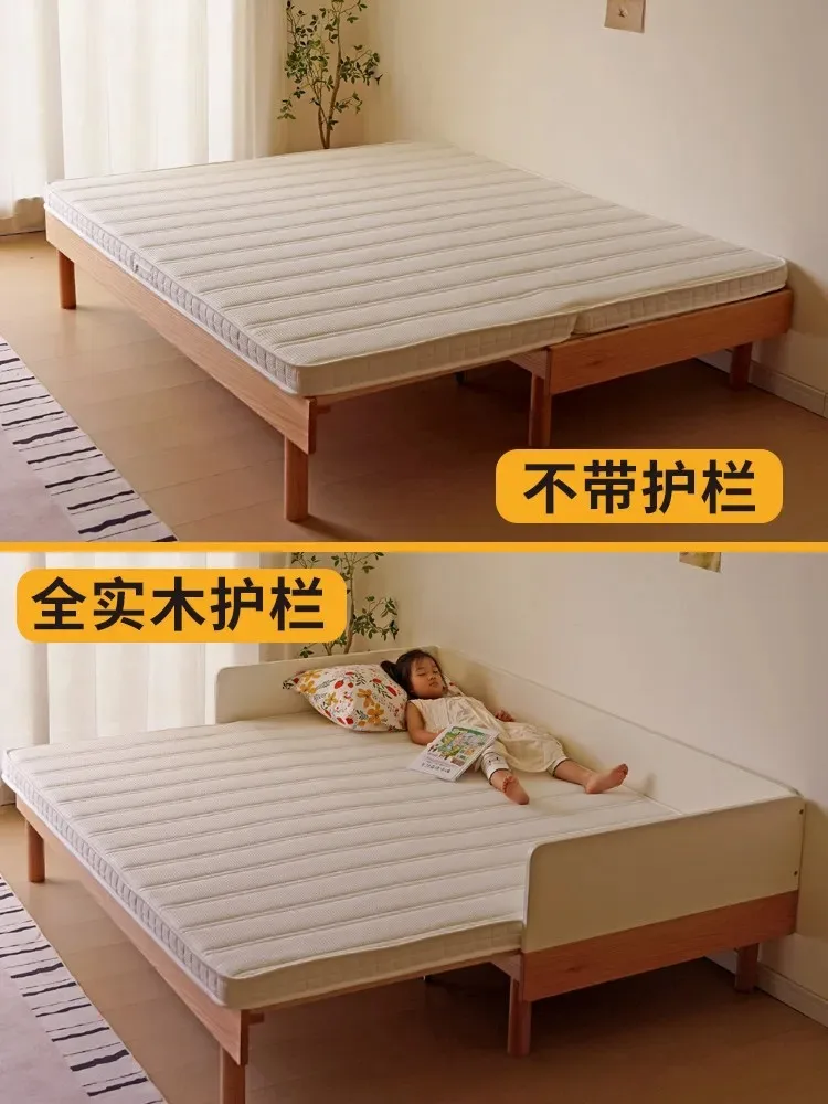 Oak expansion bed Full solid wood side pull widened splicing bed Floor Children's sofa Guardrail pull-out