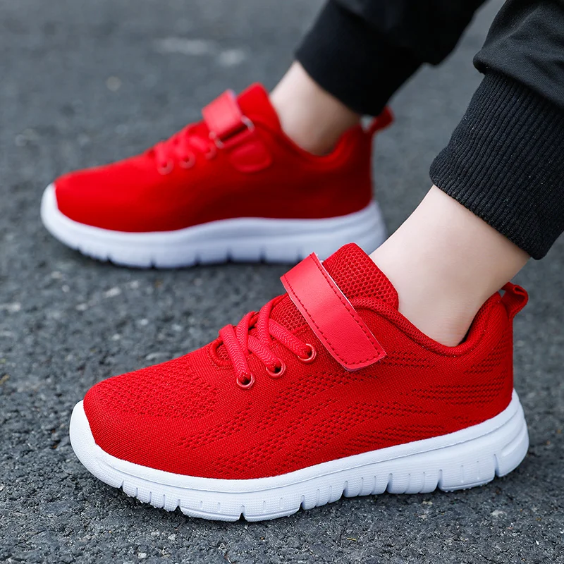 Hot Sale Red Children Sneakers Fashion Mesh Shoes Kids Running Shoes Breathable Outdoor Sports Sneakers for Boy Girl Casual Shoe