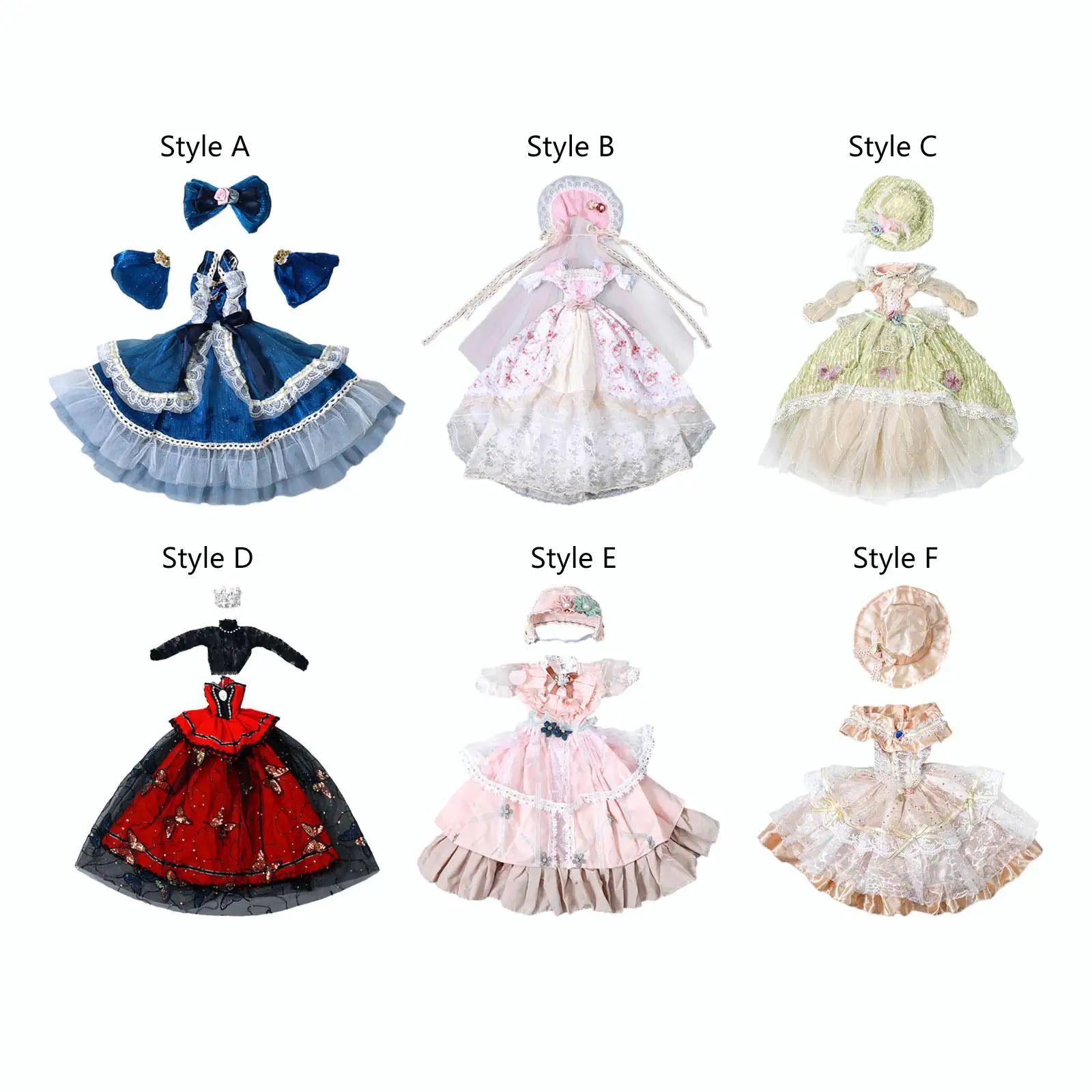 Simulation Doll Clothes 24inch Female Doll Retro Style Dress Handmade Easy to