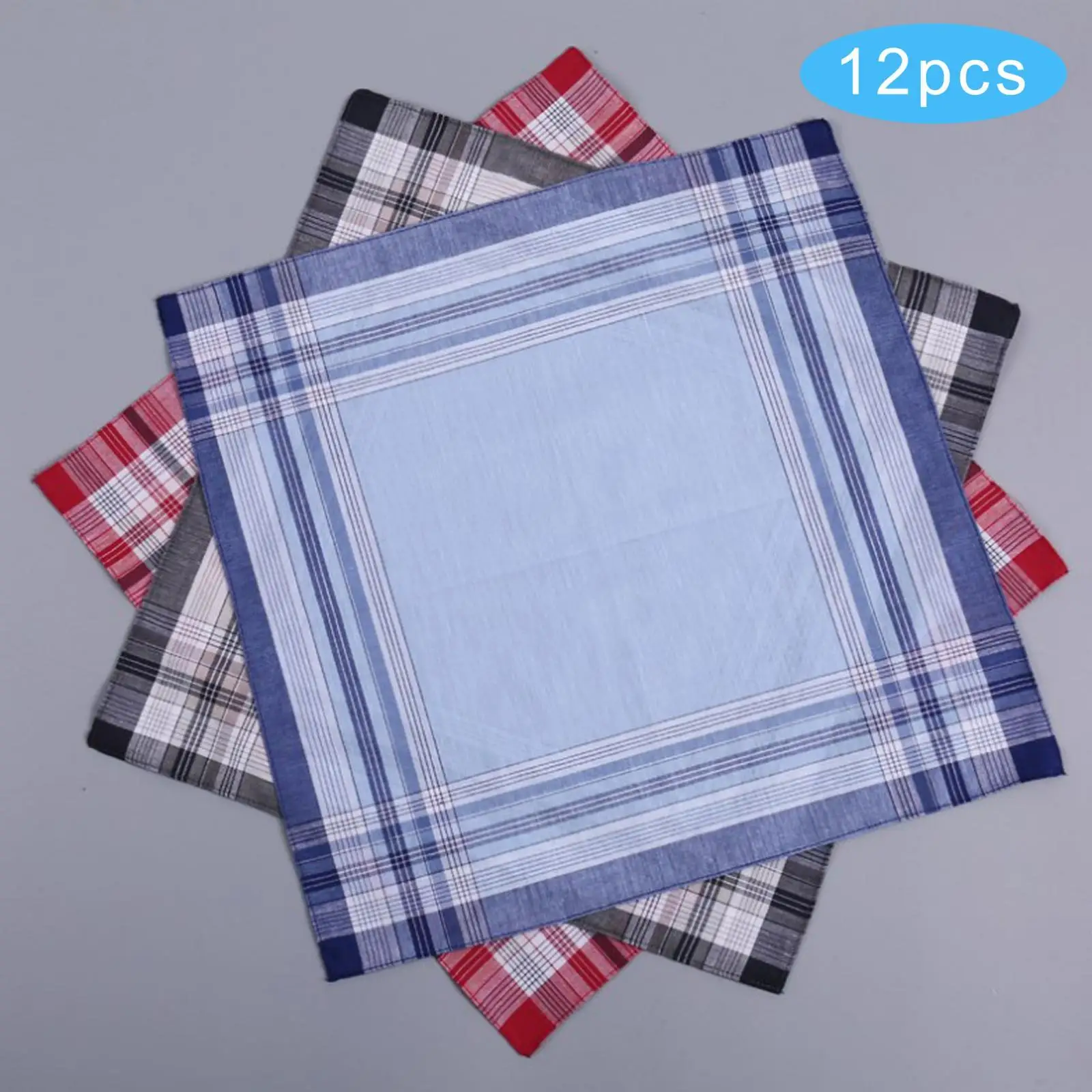 12x Pocket Square Hankies Classic Prom Party 40cm Cotton Men's Handkerchiefs
