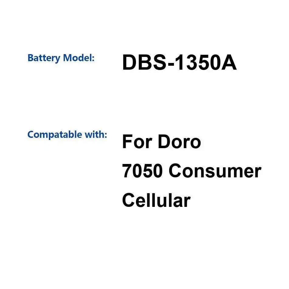 

Аккумулятор мобильного телефона 1350 мАч для Doro 7050 Premium Замена Dbs-1350A Хорошая низкотемпературная производительность