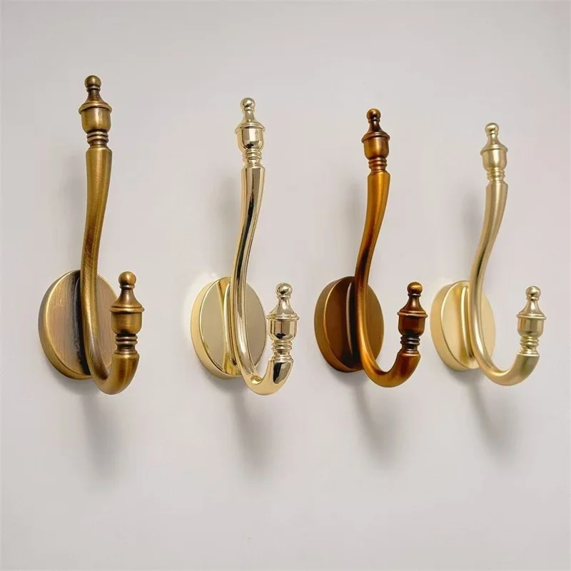 French-style Antique Clothes Hanger Bronze Hanging Hook For Behind Door Closet Wardrobe Coat Hooks Wall-mounted Storage Hangers