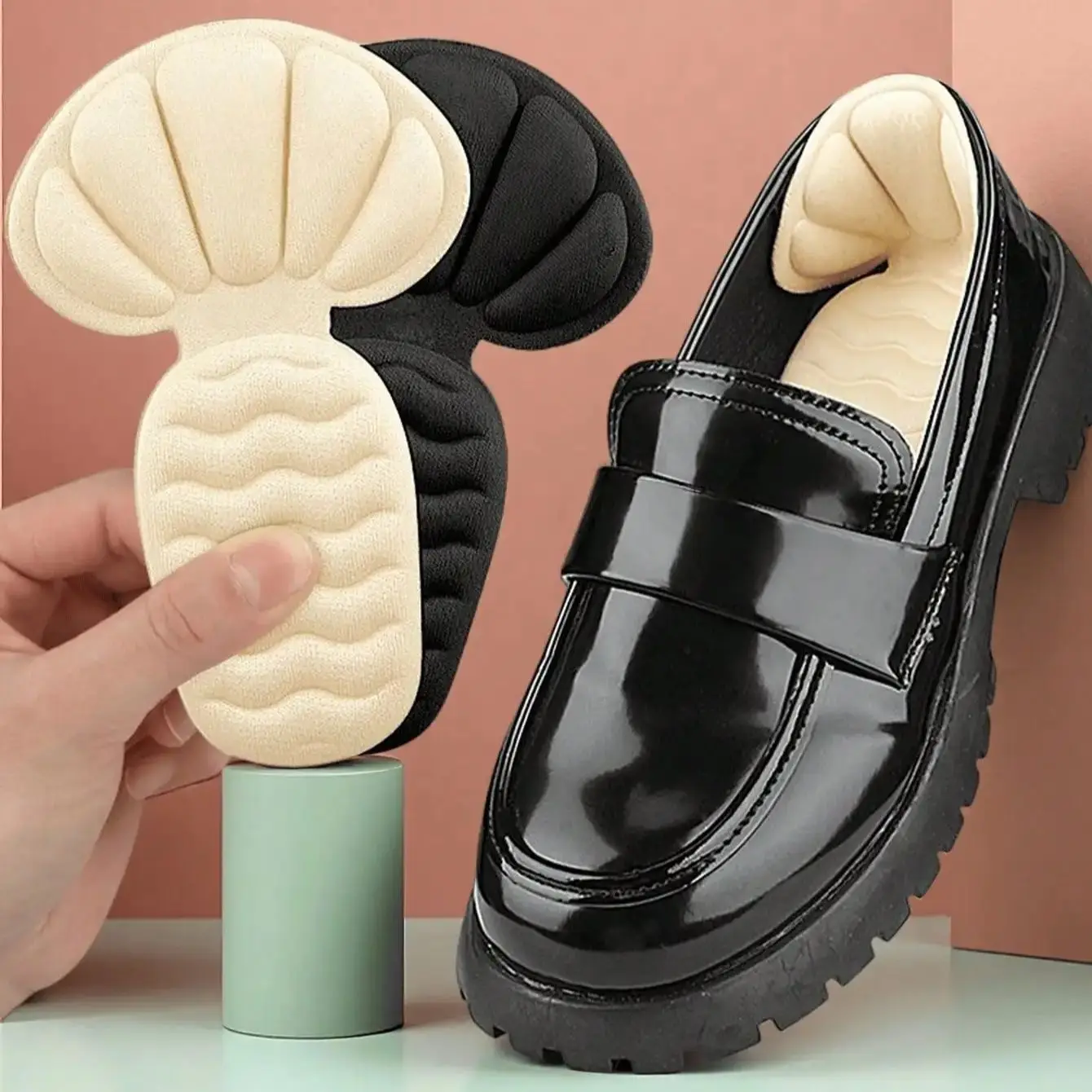 2-in-1 Heel Grip Pads for High Heels, Anti-Slip Anti-Blister Heel Cushions, Breathable Sponge Shoe Size Adjusters