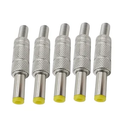 2/5/10Pcs Silver Metal 5.5x2.1MM 5.5x2.5MM DC Power Jack Male Plug Connector Adapter with Yellow Head 5.5*2.5 mm