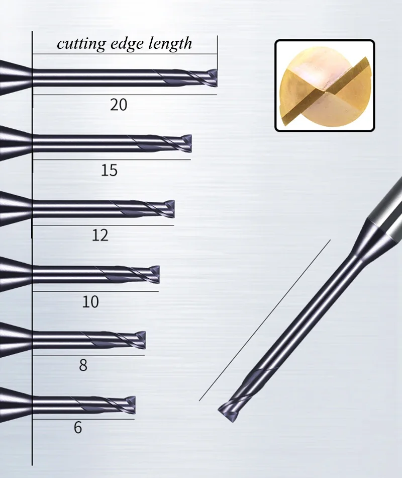 Imagem -06 - Longo Pescoço Cnc Cortadores Carbide End Mill Precisão Miniatura Cortadores Deep Groove Ferramenta Cortador de Metal Hrc60 3f Dlc Bit de Alumínio Hrc55 mm