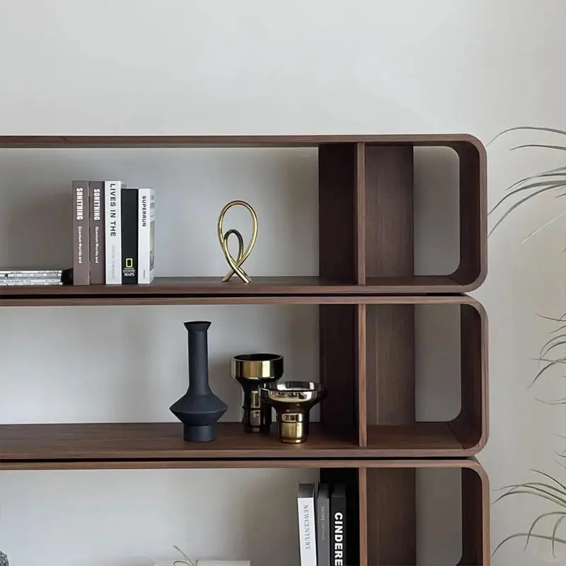 خزانة كتب جديدة من الخشب الصلب على الطراز الصيني ممتدة من الأرض حتى السقف دراسة الجوز الأسود الراقية رف كتب بسيط لغرفة المعيشة متعدد الطبقات