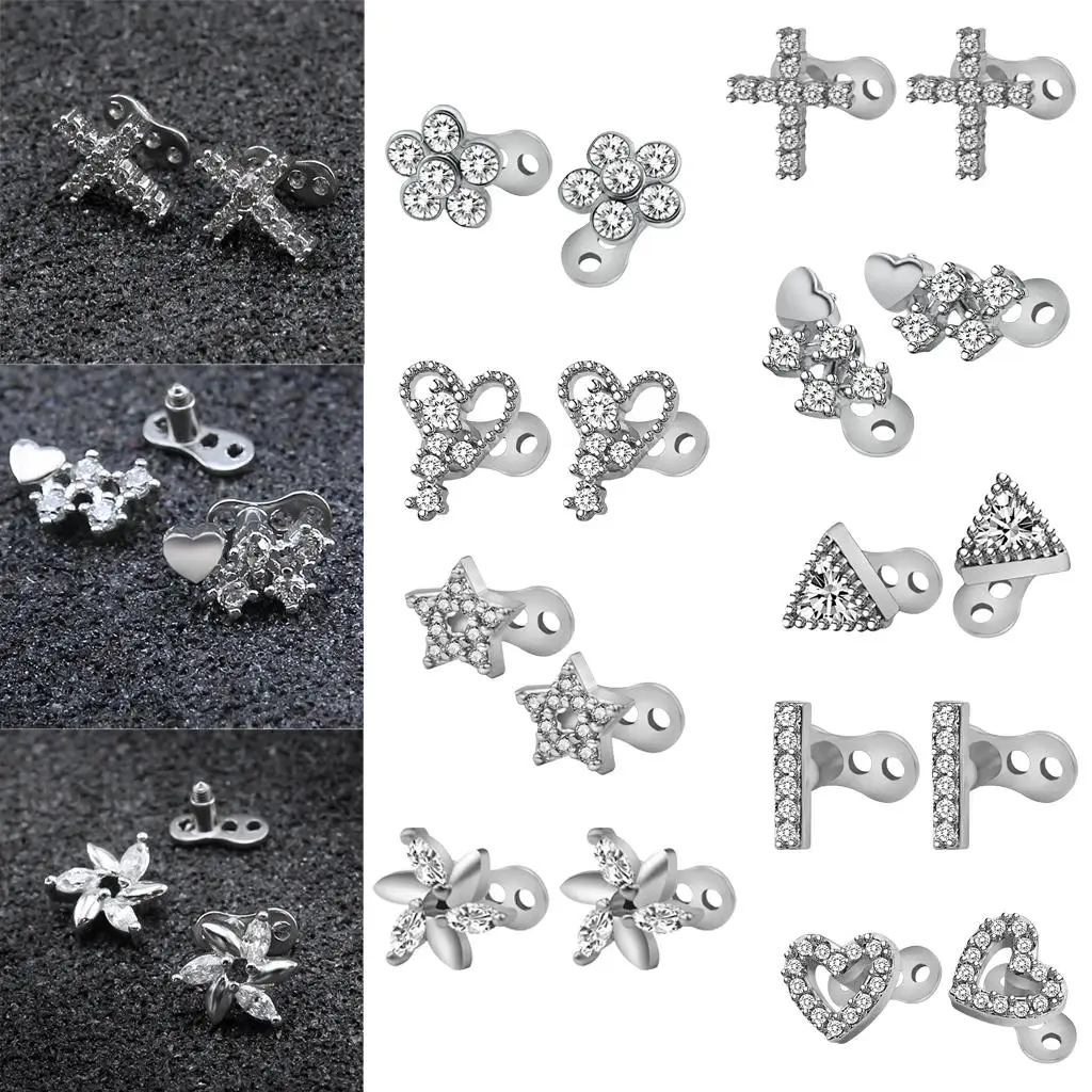 Steel Alternative Microdermal Jewelry Titanium Barbell Set for Sensitive Ear and Lip Body Piercings